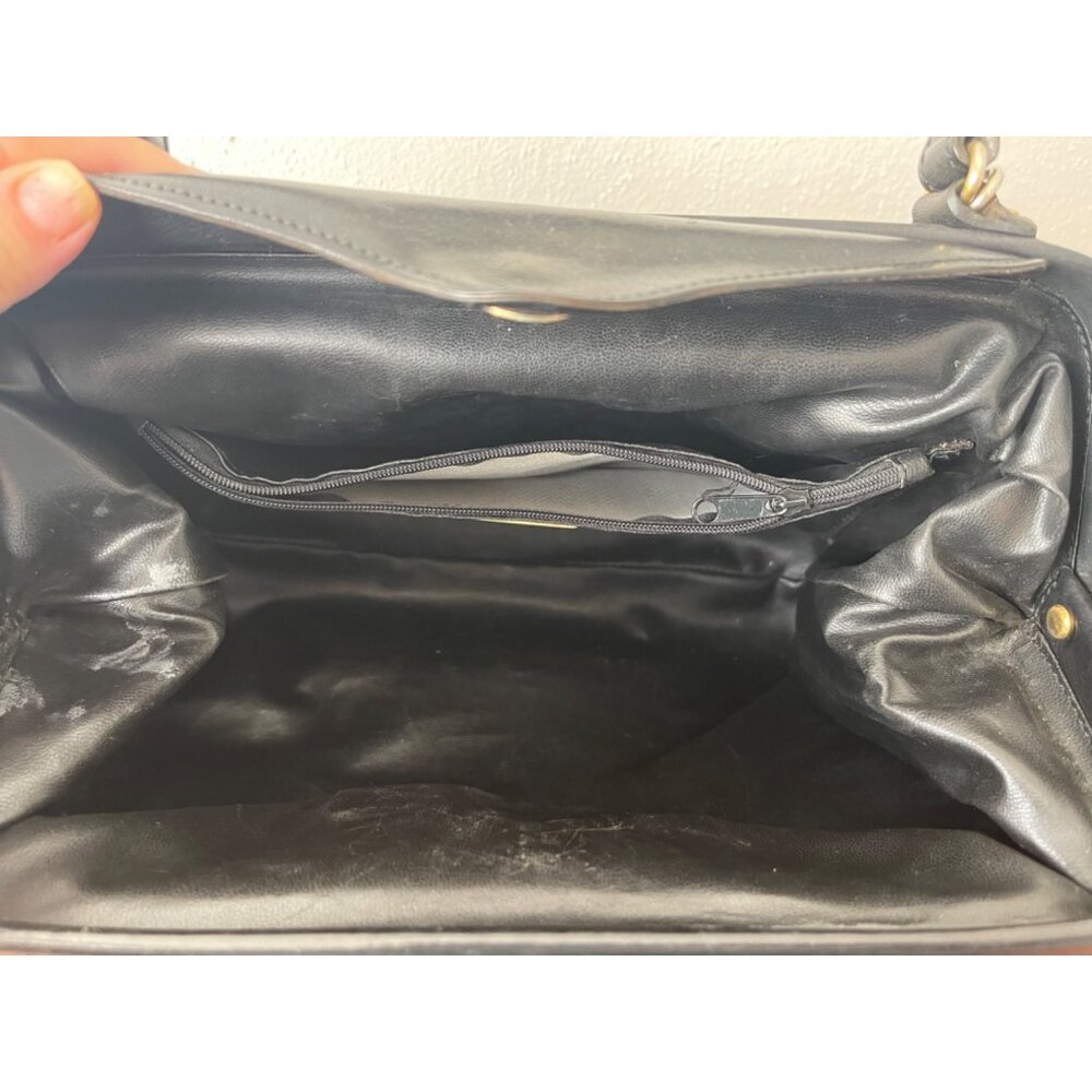 VTG Franco Godi Italia Black Crocodile Embossed Leather Satchel Style Handbag - Picture 14 of 16